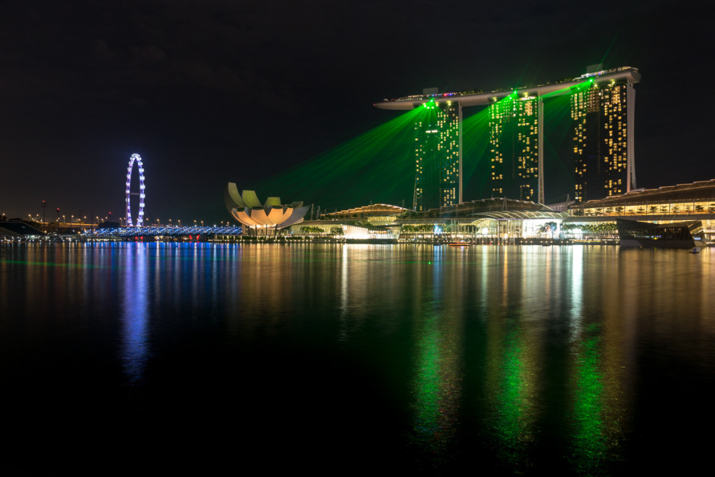 Lasershow am Marina Bay Sands Hotel