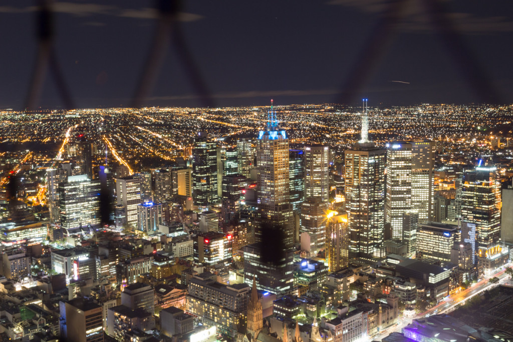Nächtlicher Ausblick vom Eureka Tower auf Melbourne